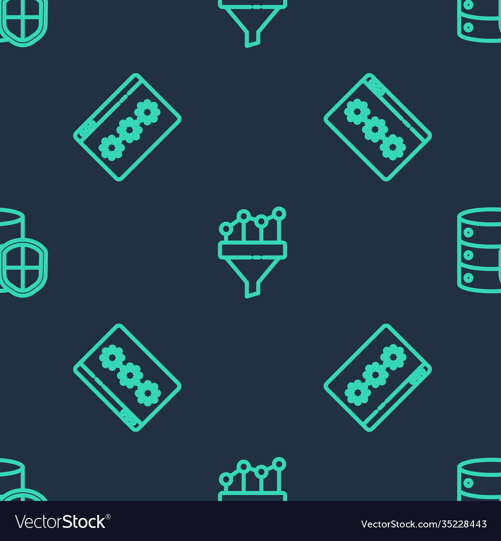 Set line sales funnel with chart password vector image Set line sales funnel with chart password