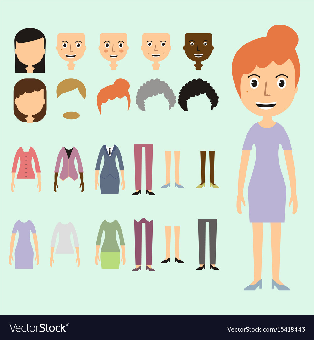 Set of dress up constructor with different