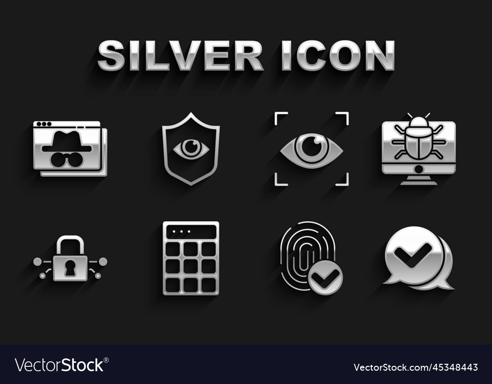 Set password protection system bug monitor check vector image Set password protection system bug monitor check