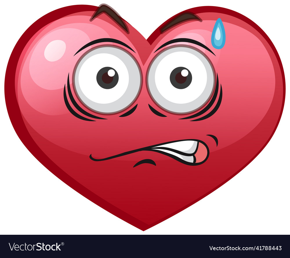 Shocked heart emoticon on white background Vector Image