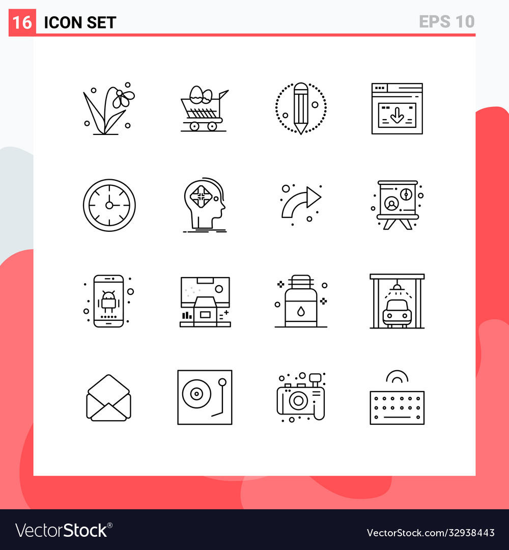 User interface pack 16 basic outlines clock