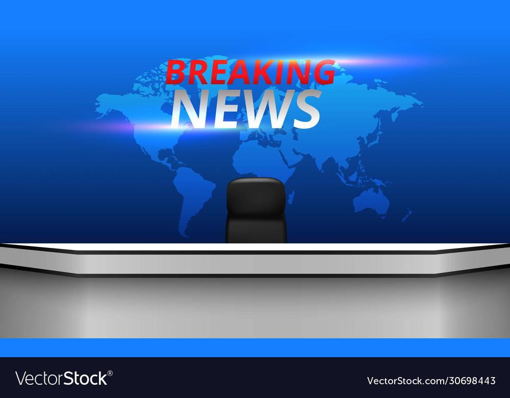 White Table And Lcds Background In News Studio Vector Image