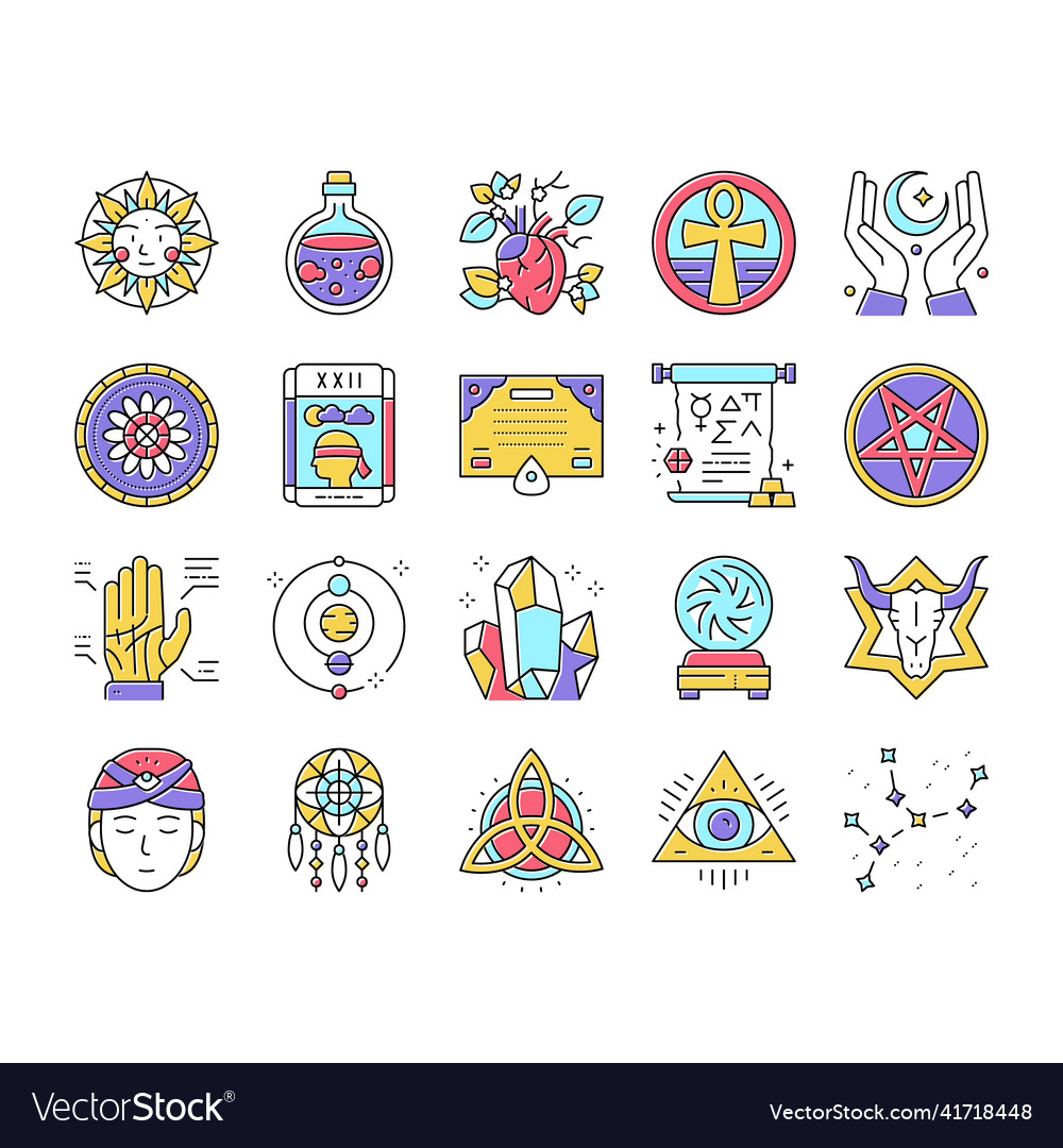 Astrological objects collection icons set