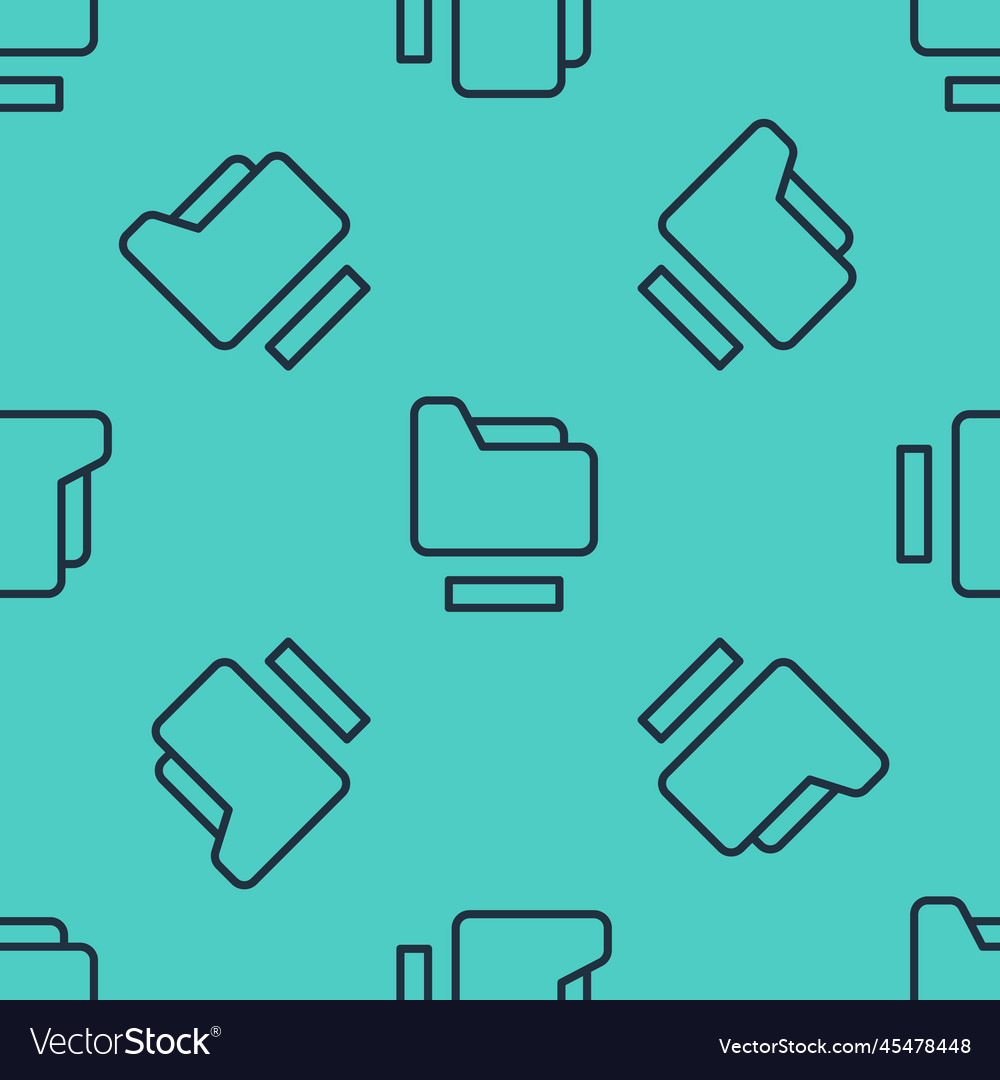 Black line document folder icon isolated seamless vector image Black line document folder icon isolated seamless