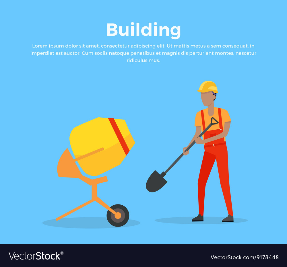 Building banner web design flat