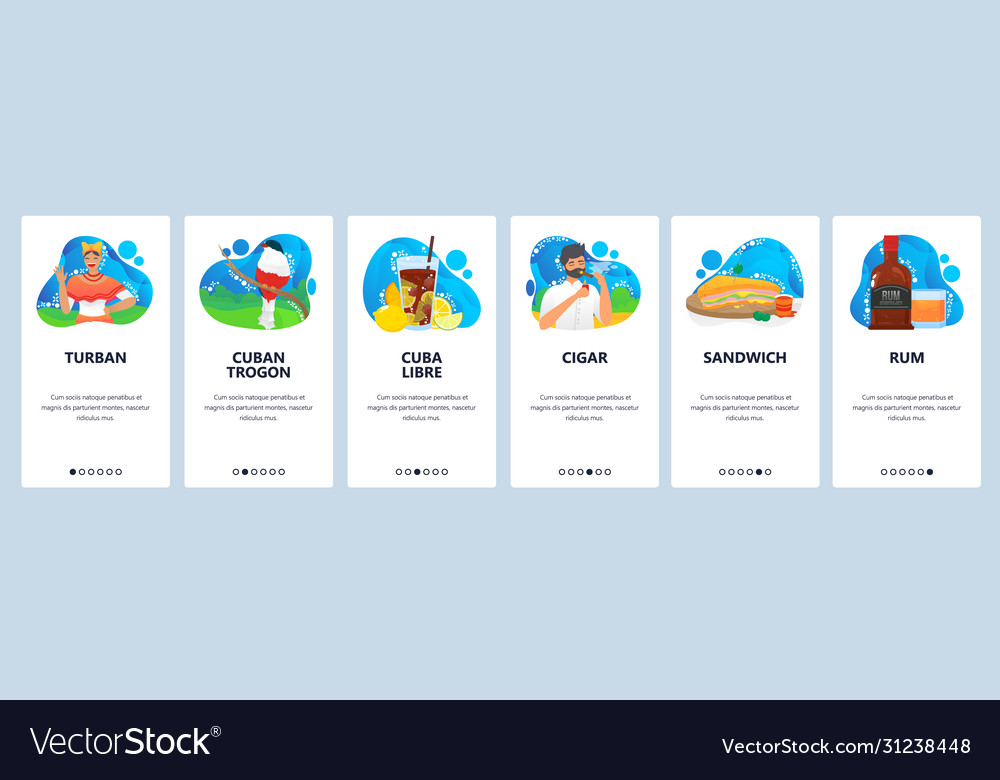 Cuba website and mobile app onboarding screens