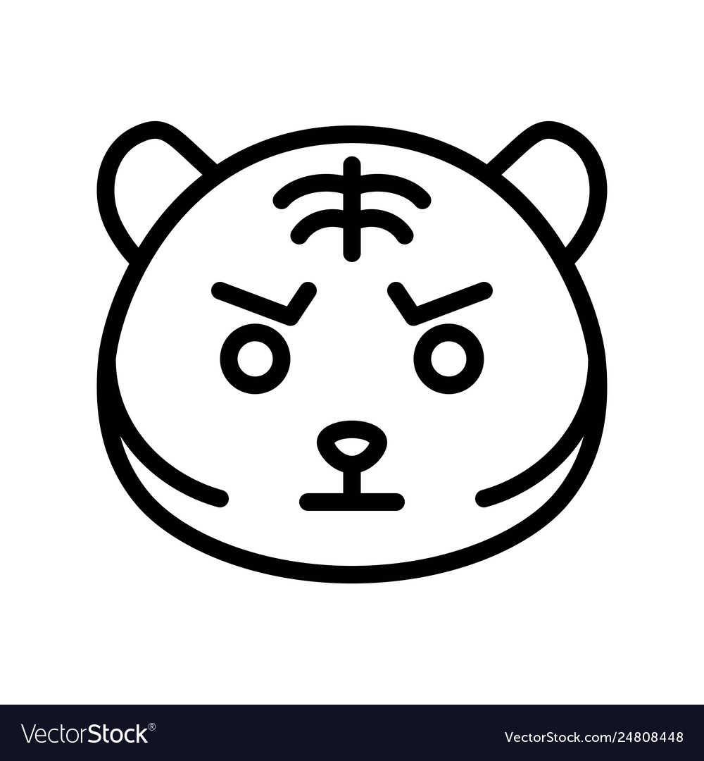 Süße Tiger Emoticon Linie Stil