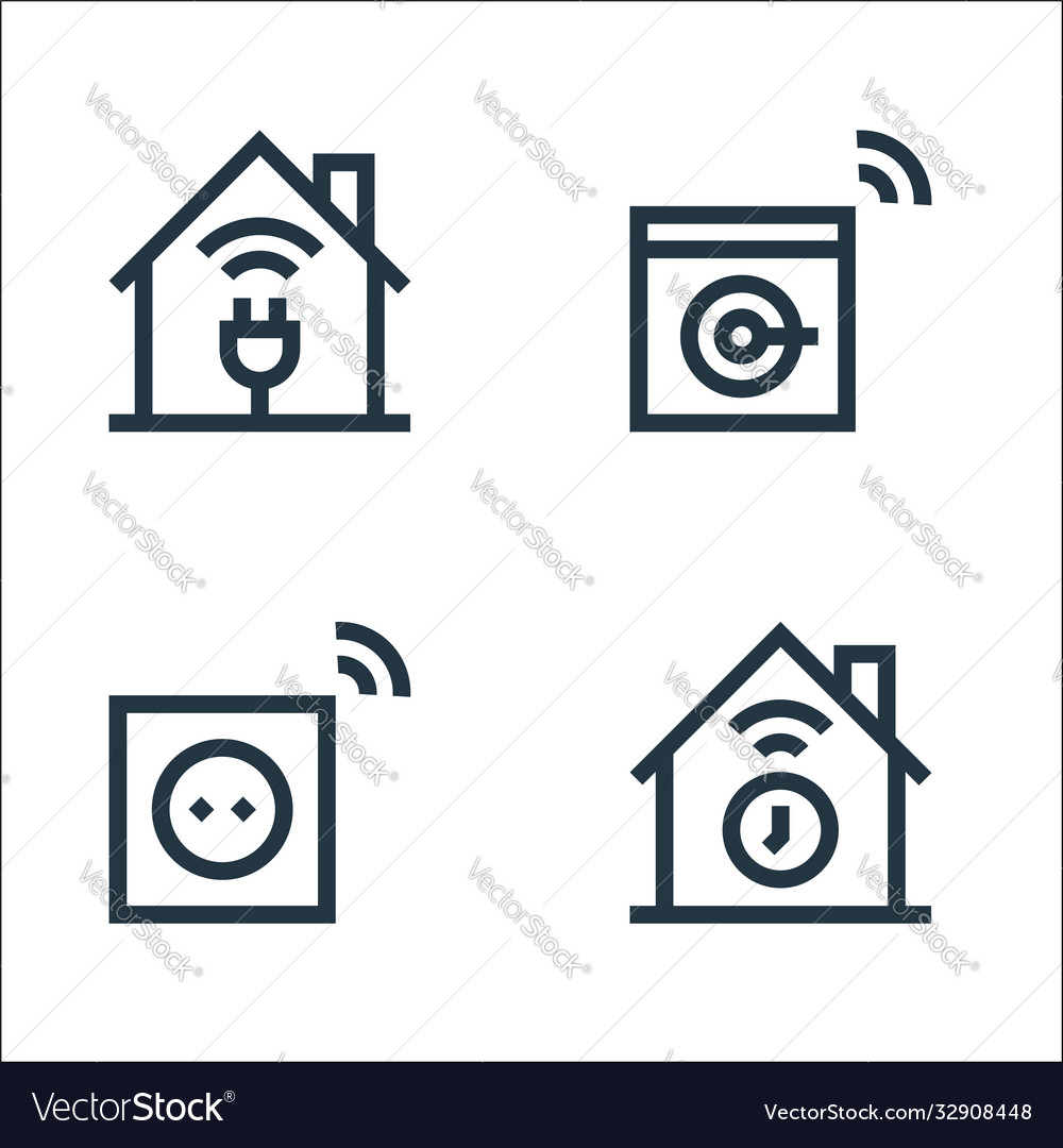 Flat smarthome line icons linear set quality vector image Flat smarthome line icons linear set quality