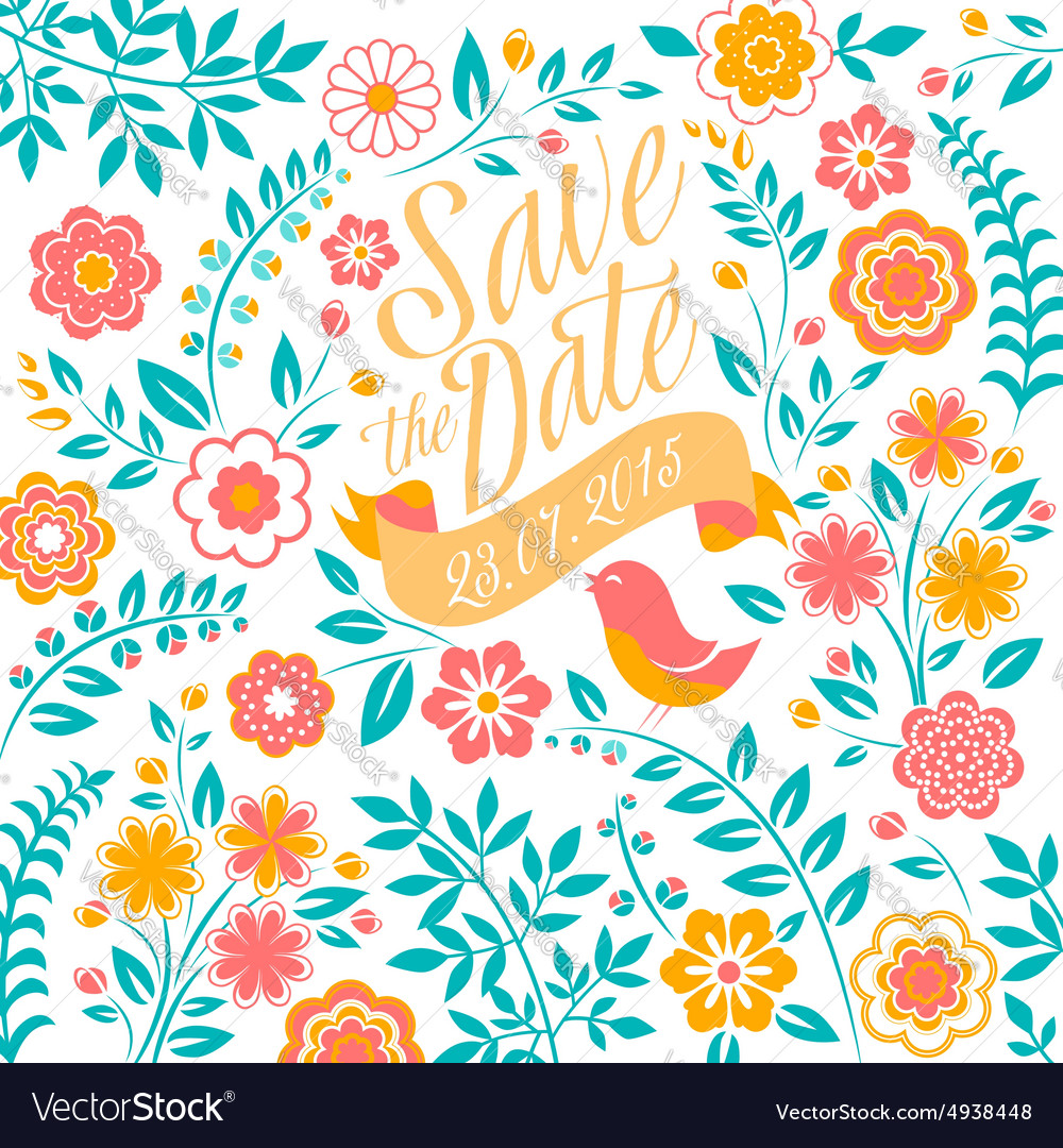 Floral Wedding Save the Date Card