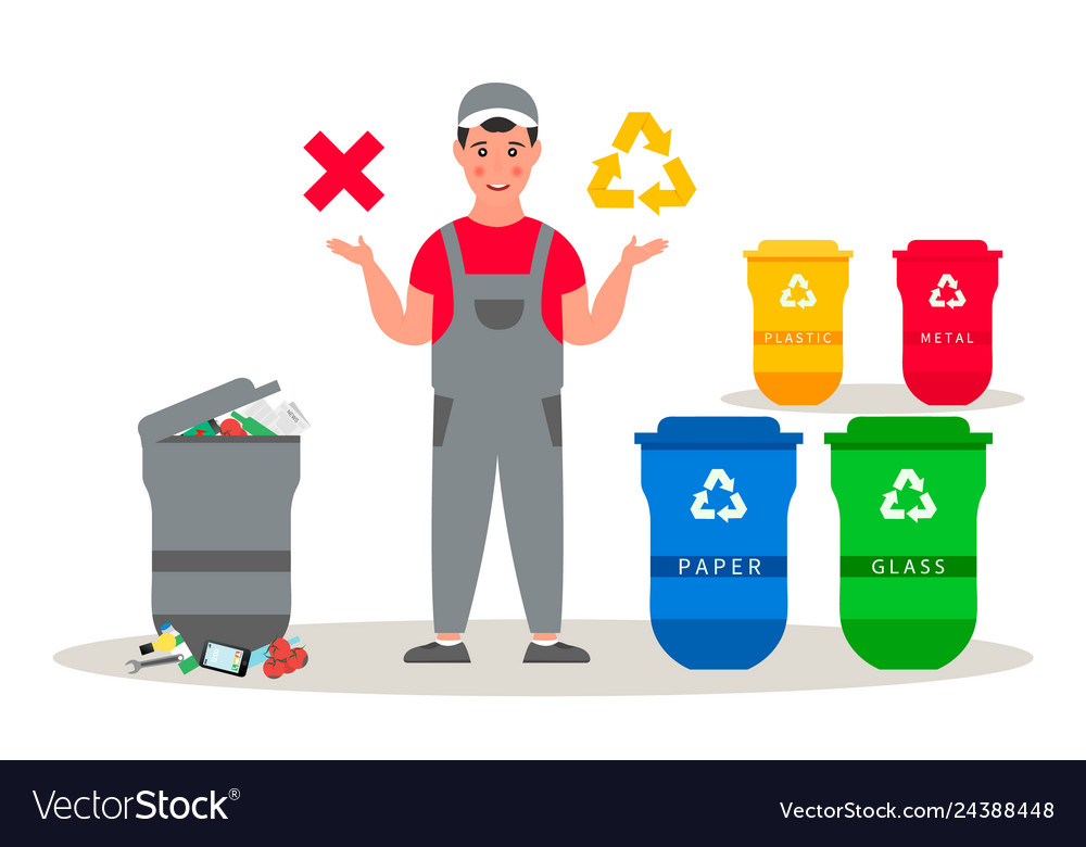 Garbage Sorting Man - Recycle Awareness