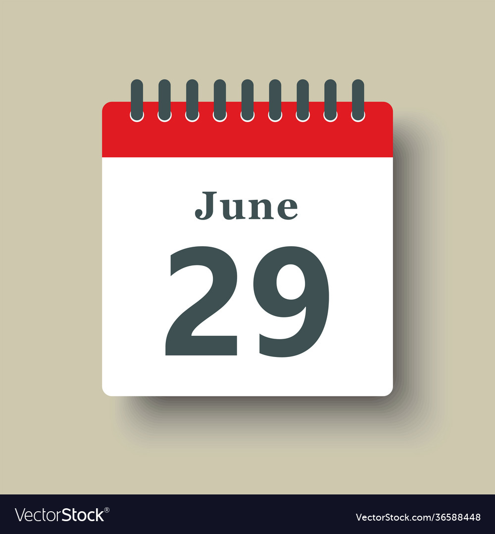 Icon day date 29 june template calendar page Vector Image