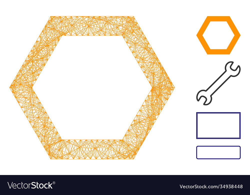 Linear contour hexagon mesh vector image Linear contour hexagon mesh