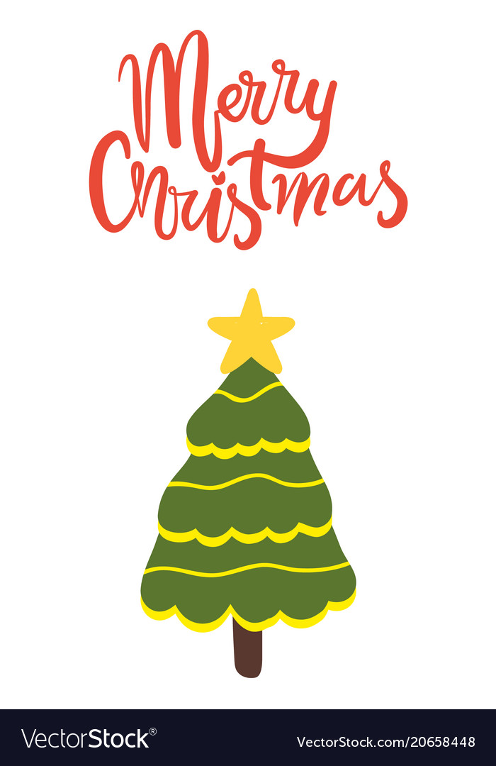 Merry christmas greeting card with decorated tree Vector Image