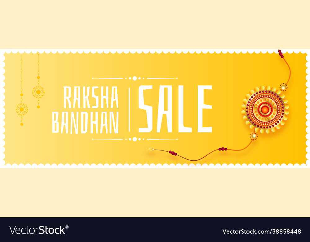 Raksha bandhan sale yellow banner with realistic