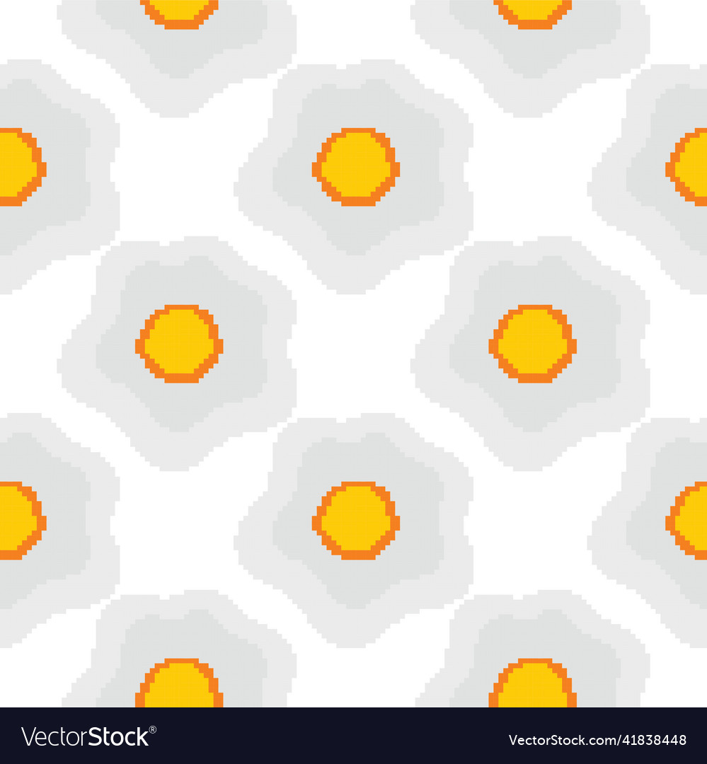 Seamless pattern of scrambled eggs in pixel style vector image Seamless pattern of scrambled eggs in pixel style