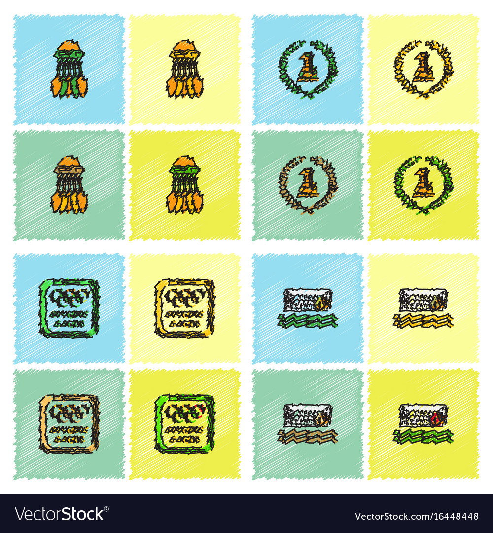 Set of olympic game design in hatching style