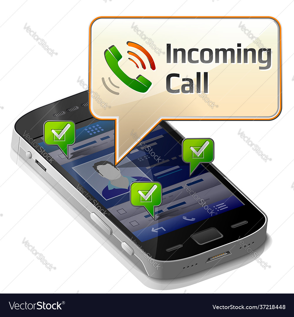 Smartphone with message bubble about incoming call vector image Smartphone with message bubble about incoming call