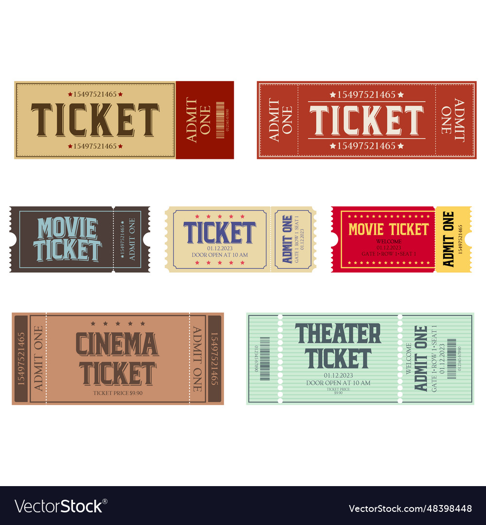 Ticket For Entrance To Movie Cinema Theatre Vector Image