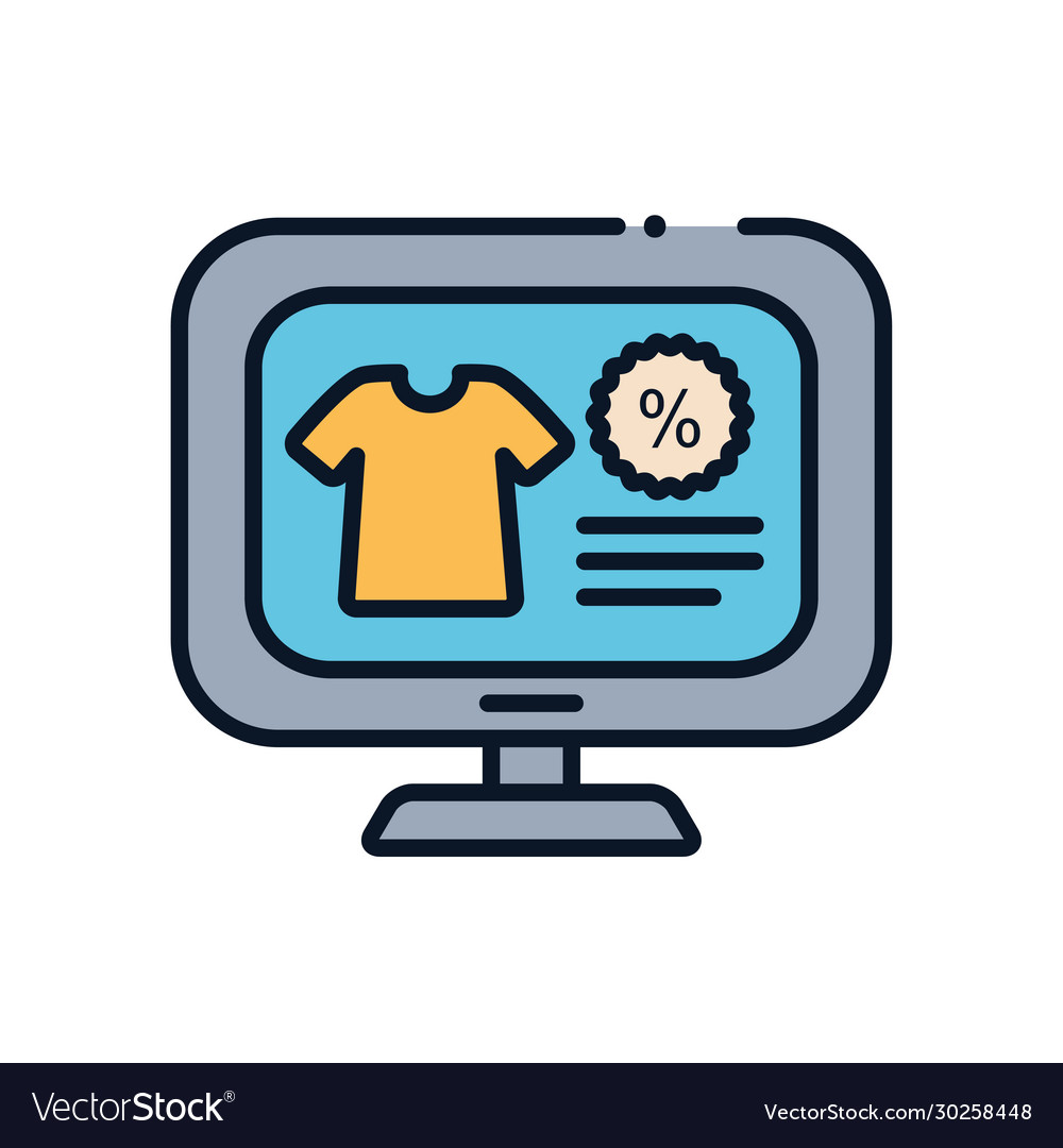 Tshirt inside computer line fill style icon