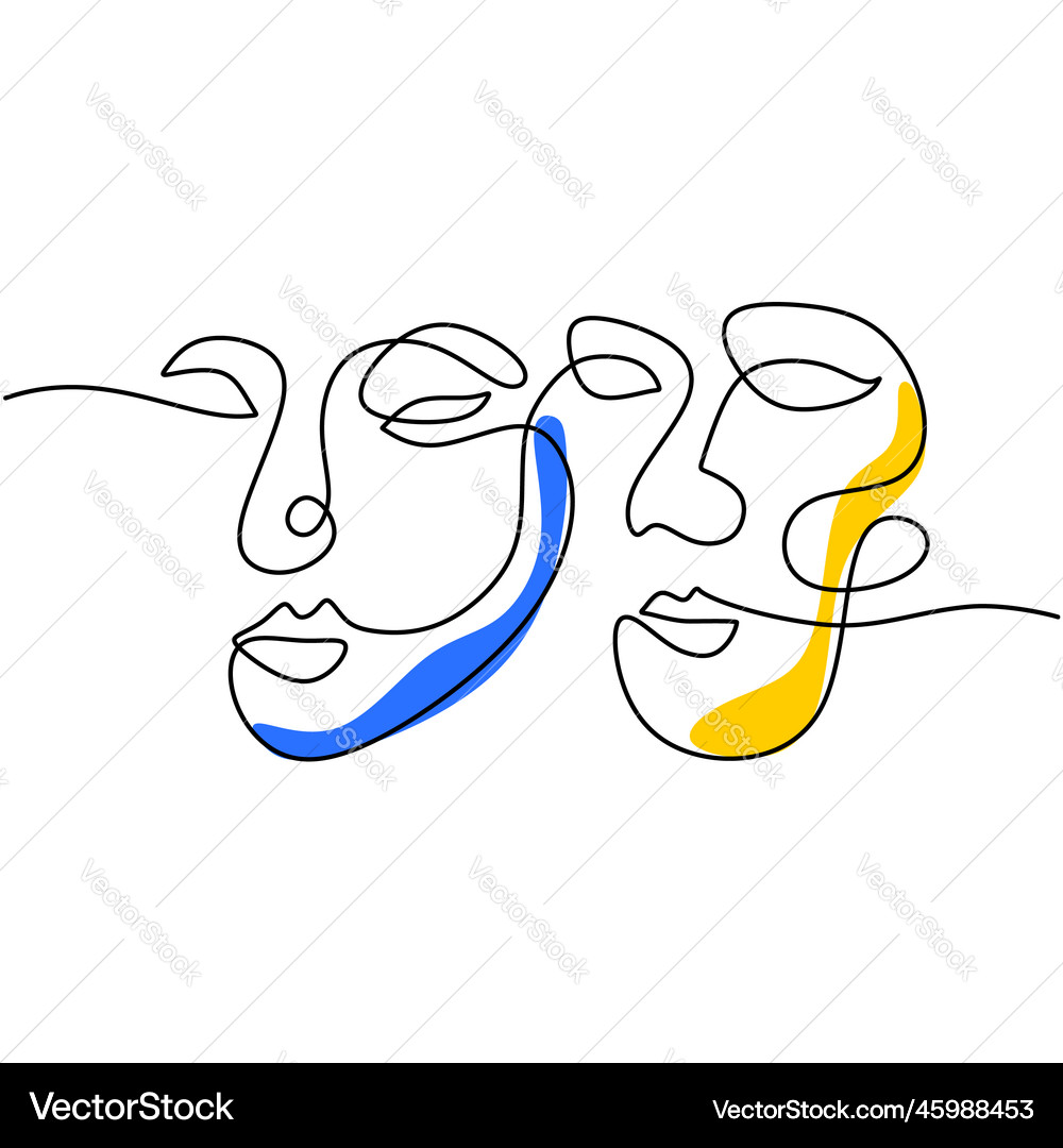 Abstract man and woman one continuous line drawing
