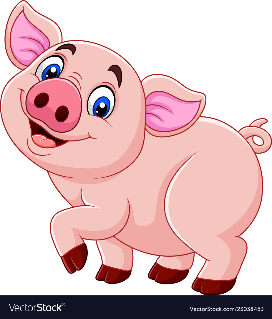 Download Cartoon happy pig isolated on white background Vector Image