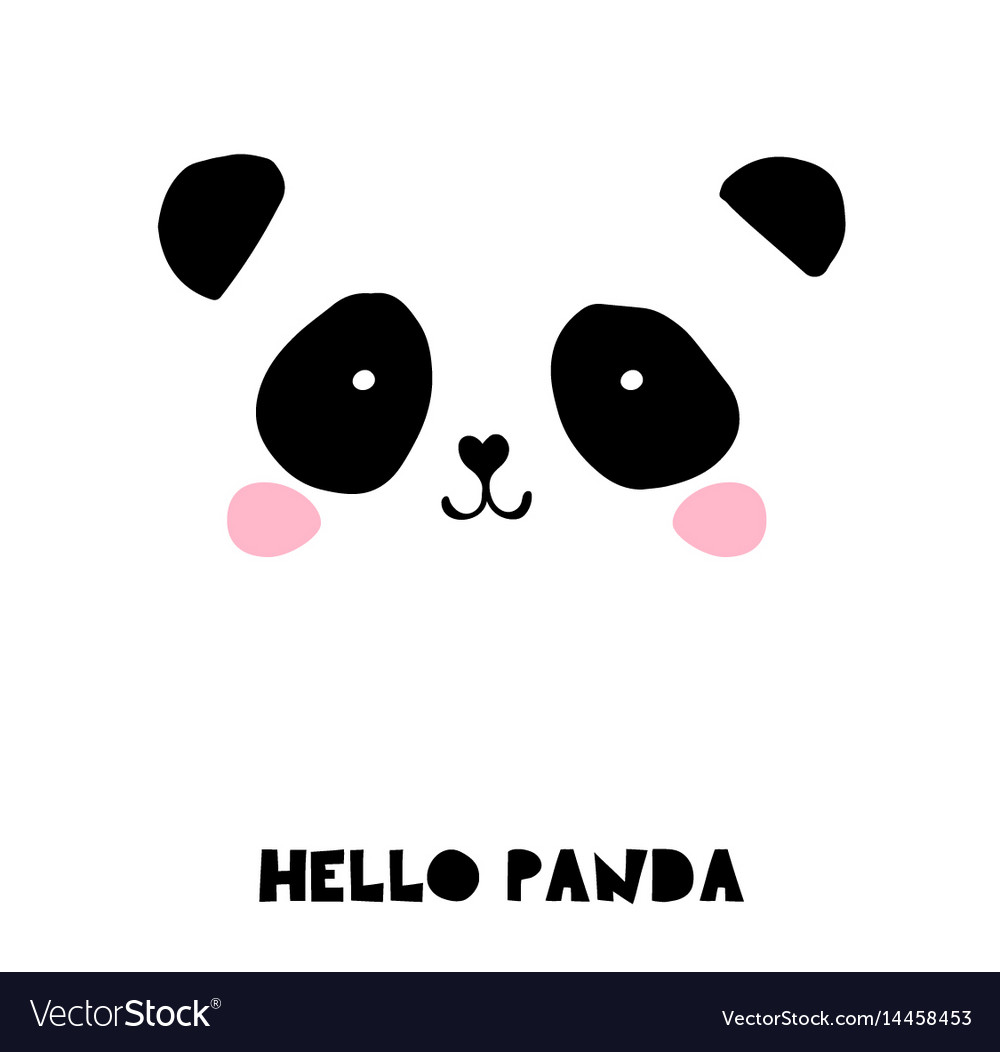 Cute panda bear black and white Royalty Free Vector Image