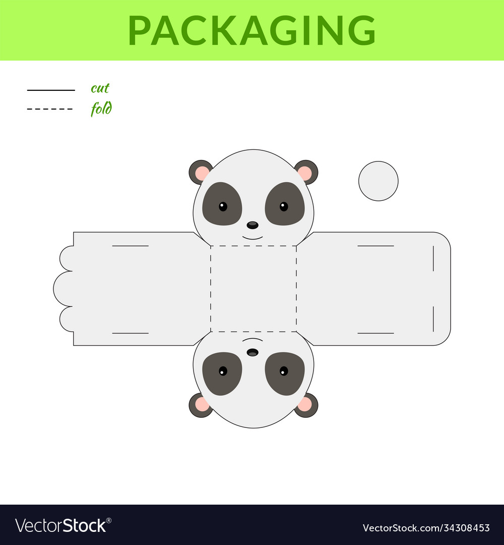 Diy party favor panda box for birthdays baby Vector Image