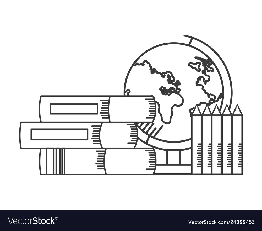 Globe books pencils school supplies Royalty Free Vector