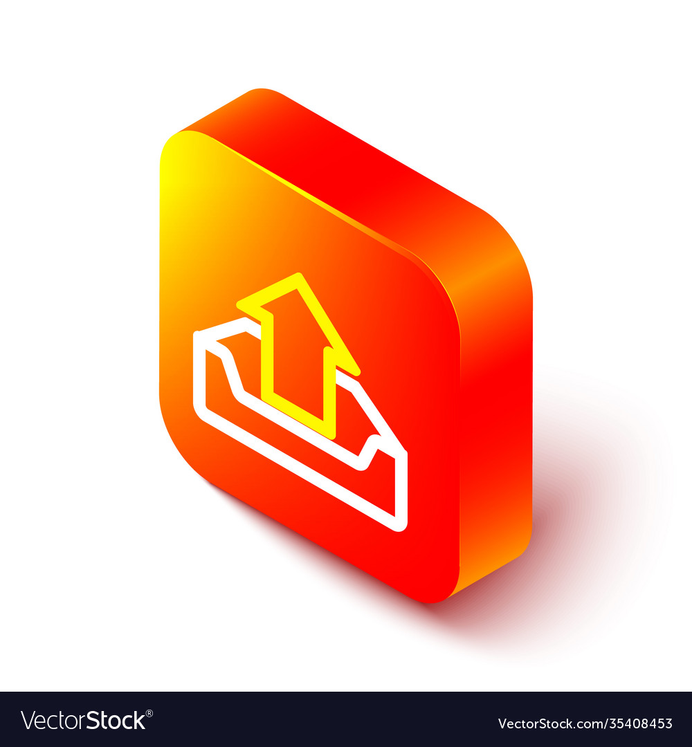Isometric line upload inbox icon isolated on white