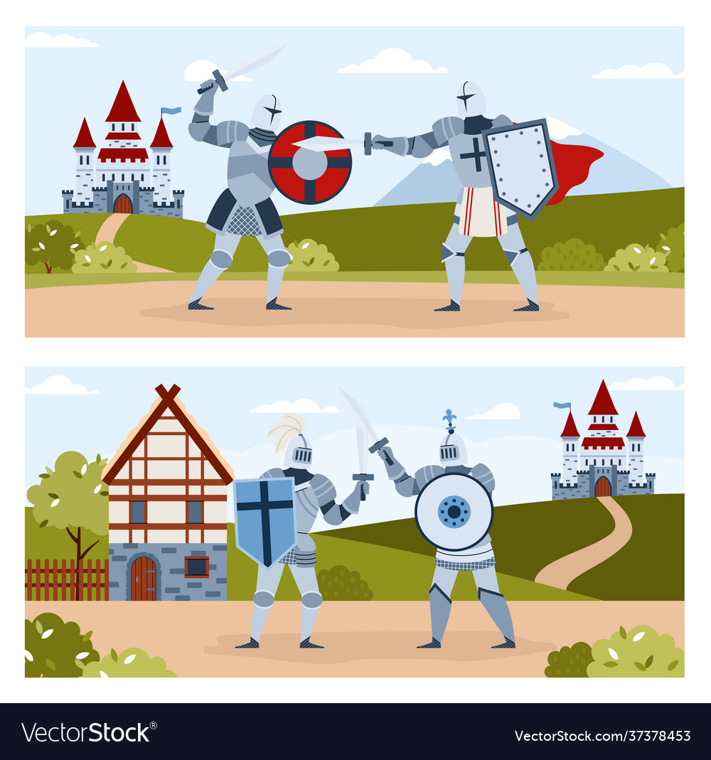 Knights tournament backgrounds with sword fighting