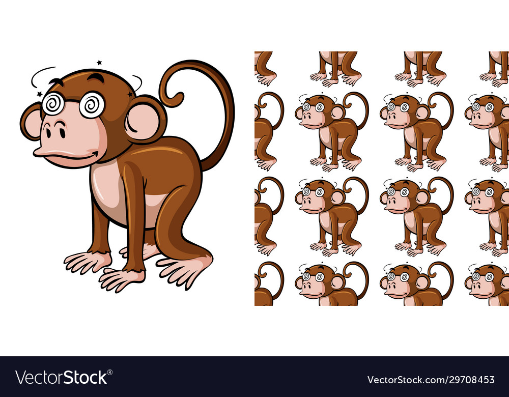 Seamless background design with dizzy monkey vector image Seamless background design with dizzy monkey