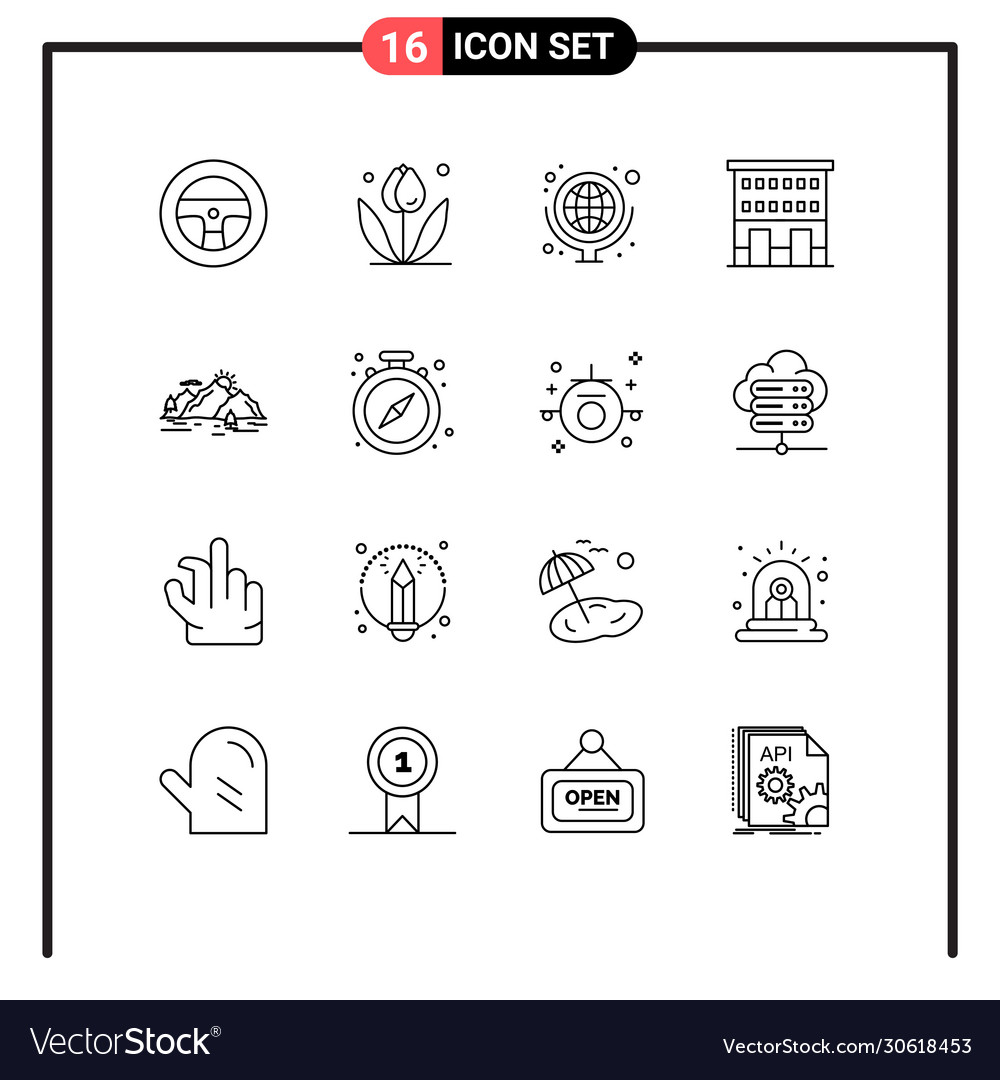 Set 16 moderne ui Symbole Zeichen Zeichen Zeichen für Hügel