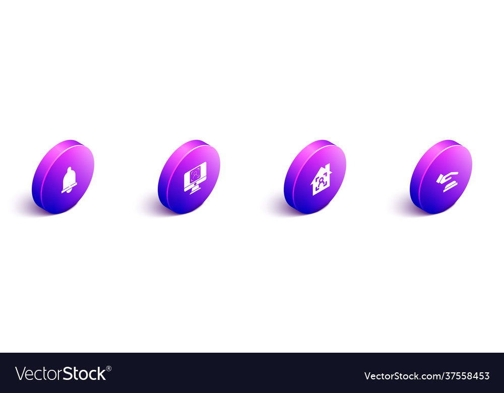 Set isometric motion sensor face recognition vector image Set isometric motion sensor face recognition
