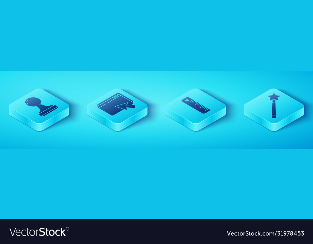 Set isometric stamp web design and development
