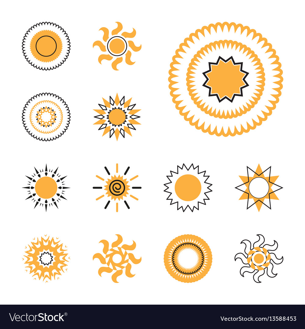 Set of sun icons Royalty Free Vector Image - VectorStock