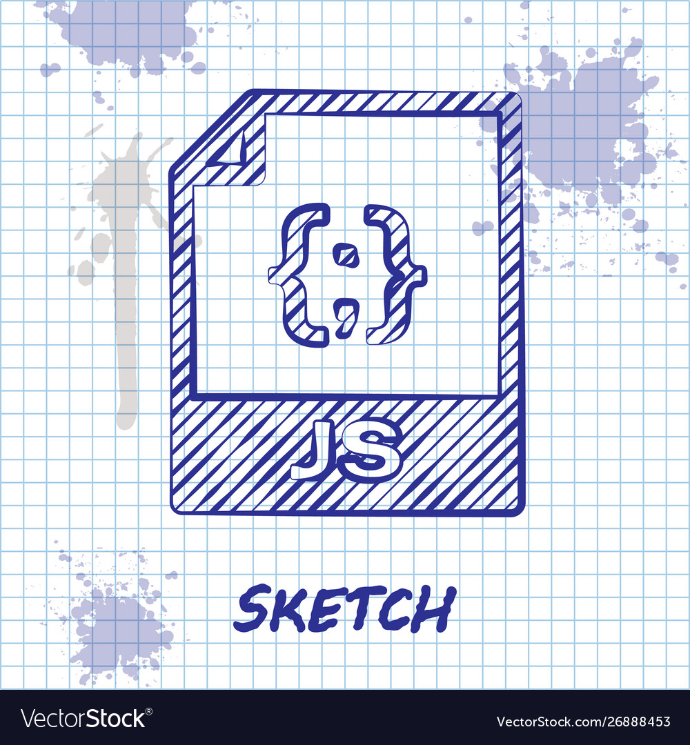 Sketch line js file document download button vector image Sketch line js file document download button
