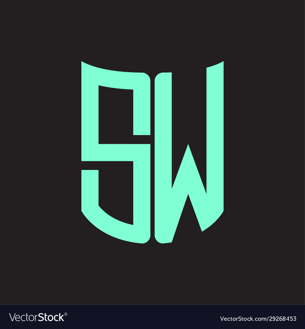 Sw logo monogram with ribbon style design template