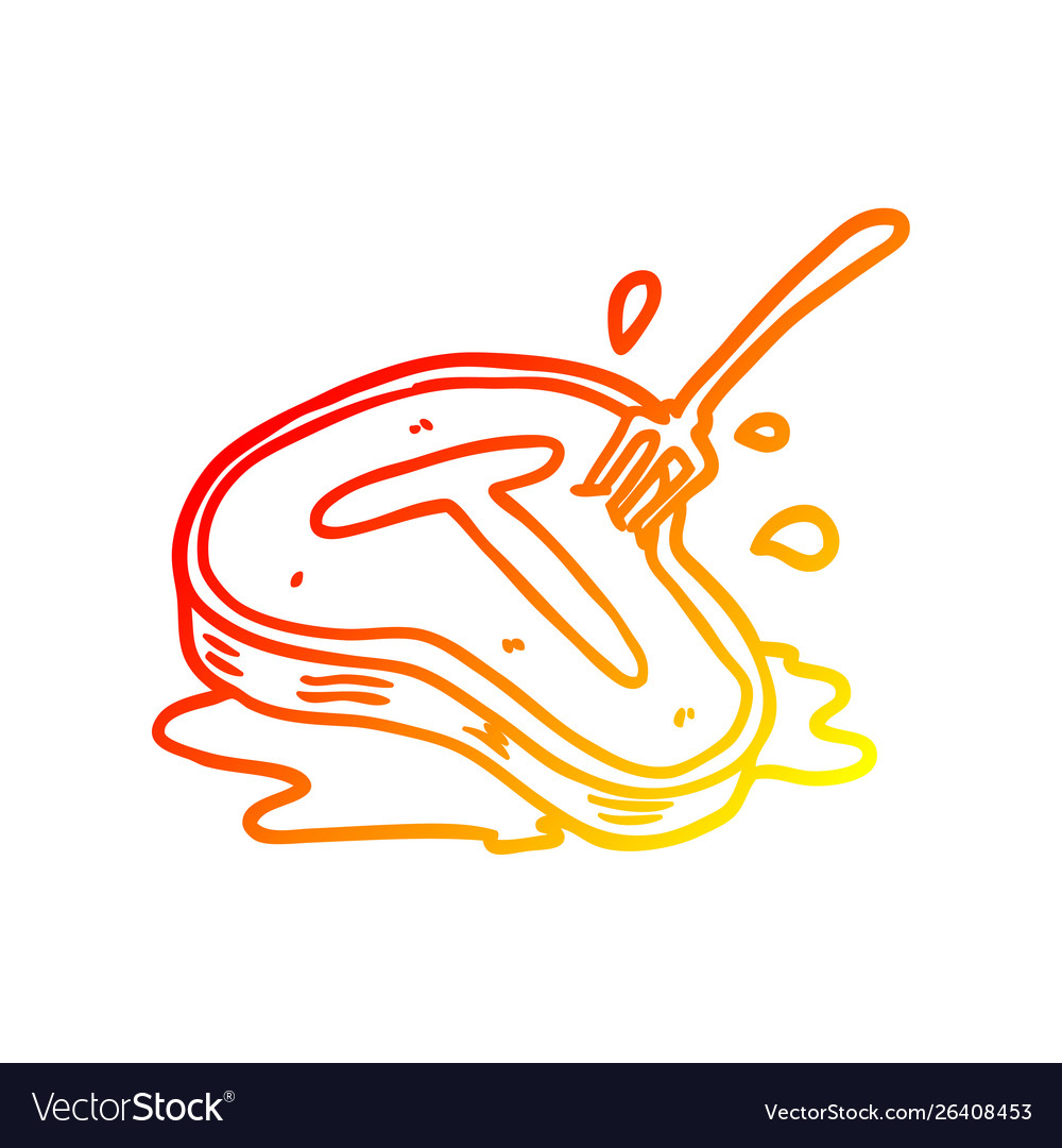 Warm gradient line drawing cooked steak and fork