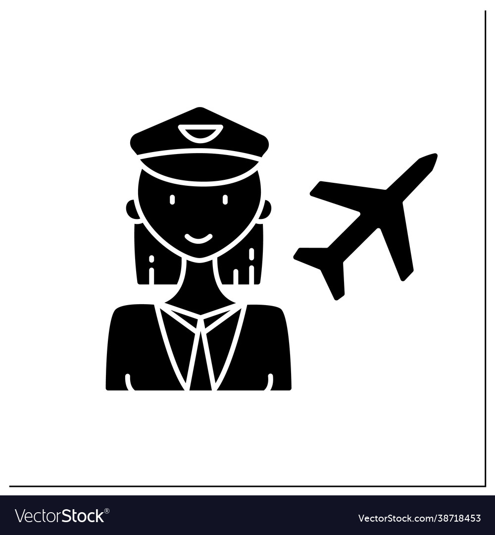 Woman pilot glyph icon