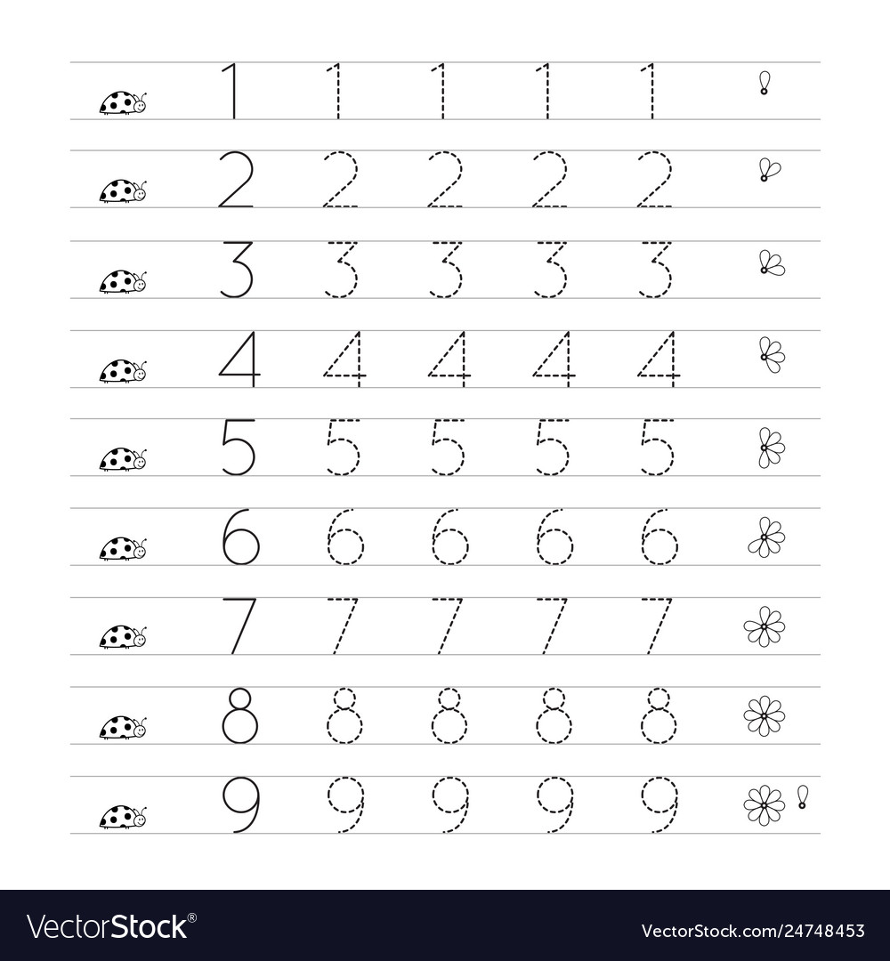 Write missing numbers learn to Royalty Free Vector Image