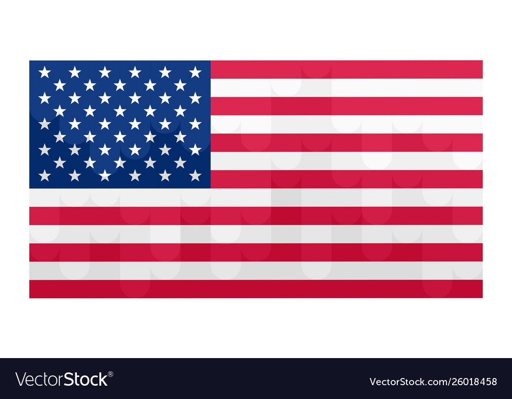 American flag flat style on white vector image American flag flat style on white