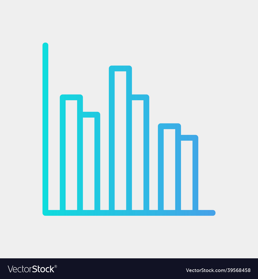 Bar chart icon in gradient style for any projects vector image Bar chart icon in gradient style for any projects