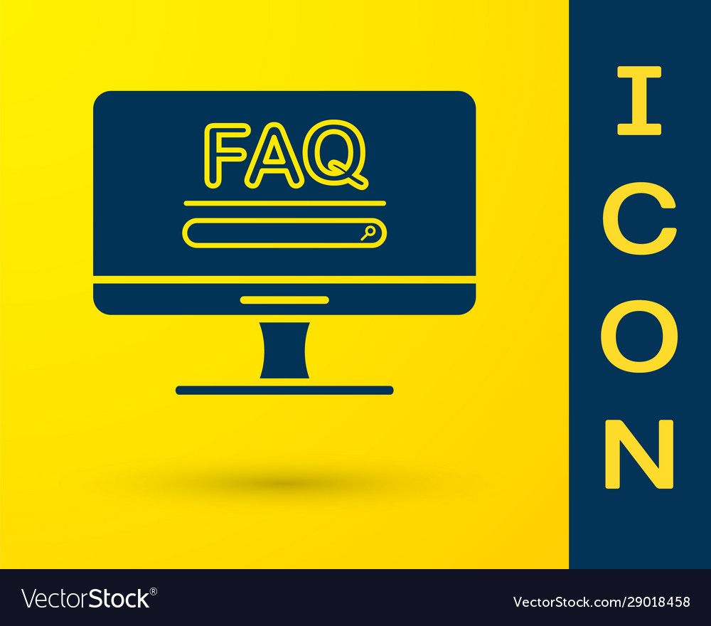 Blue computer monitor with text faq information vector image Blue computer monitor with text faq information