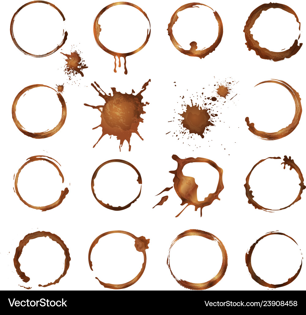 Coffee circles dirty rings splashes and drops Vector Image