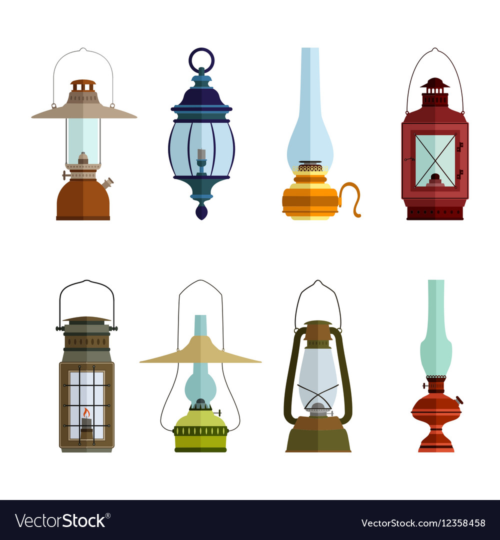 Color icons set with lantern