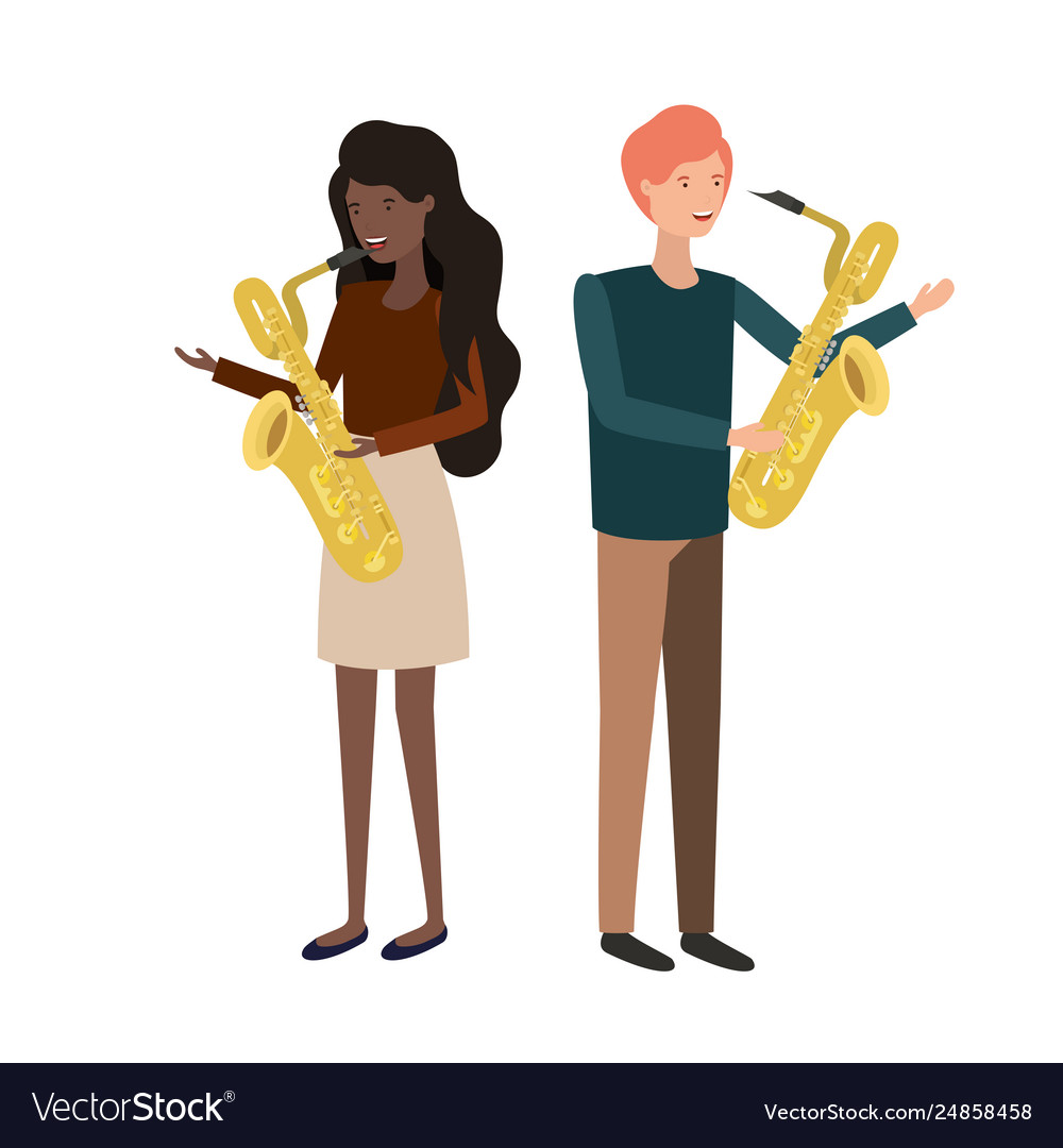 Couple with musical instruments avatar character Vector Image