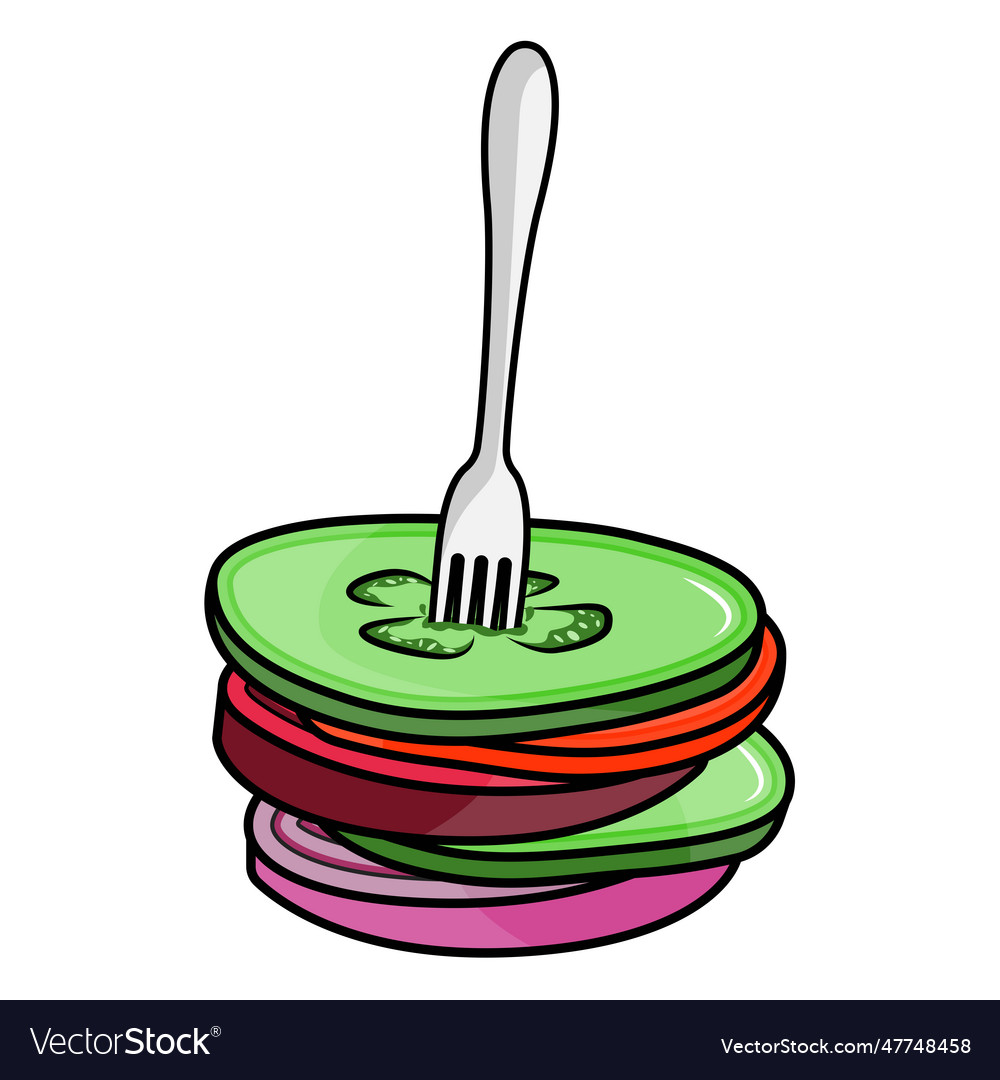 Different vegetable slices with fork design