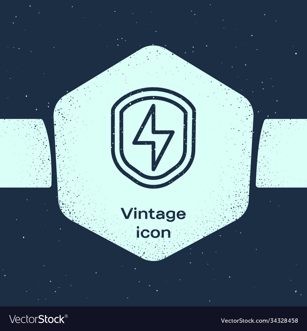 Grunge line secure shield with lightning icon