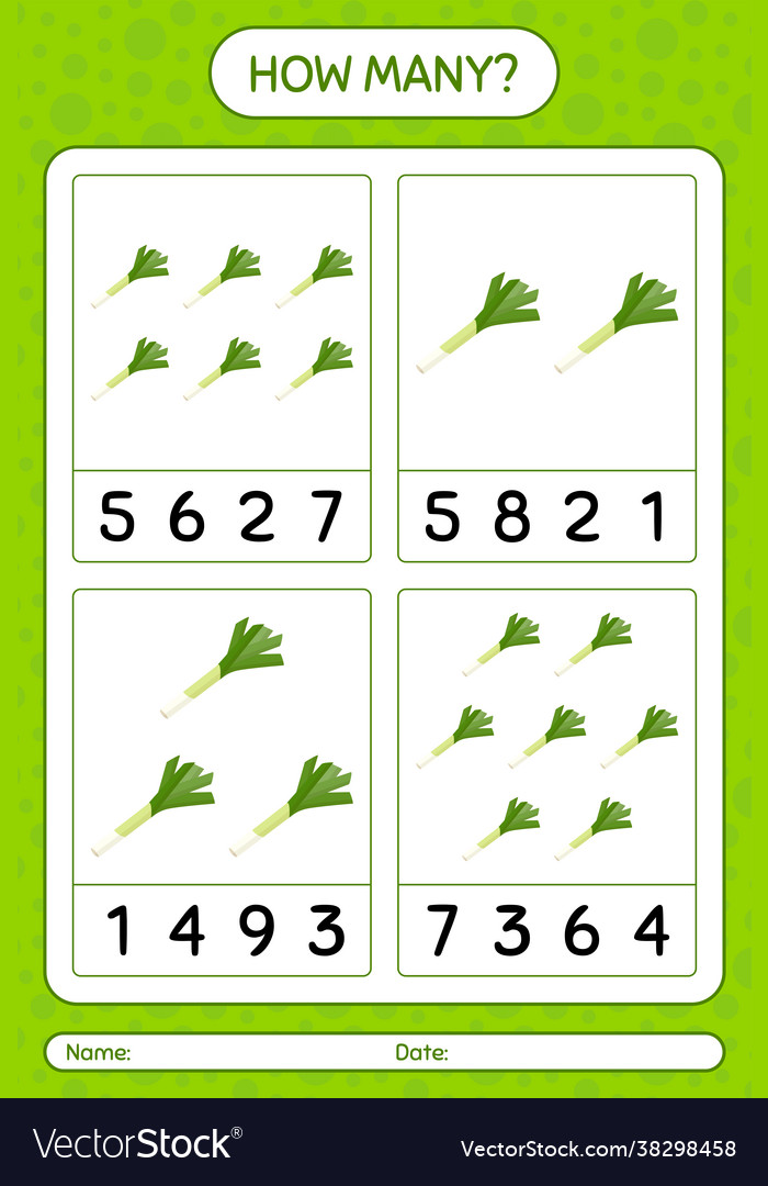 How many counting game with leek worksheet