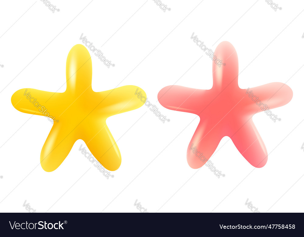 Ikone von gelben und pnk Sternen in realistischen 3d vector image Ikone von gelben und pnk Sternen in realistischen 3d